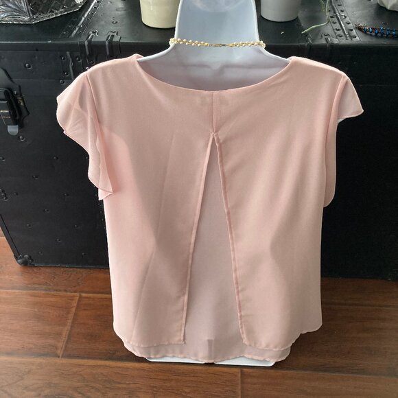 Alice Co Dusty Pink Feminine Short Sleeve Double Layer Blouse Large - Picture 5 of 6